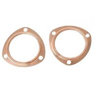 2 PCS 3 Inch Copper Header Exhaust Collector Gaskets, Exhaust Gaskets, Durable, Reusable for SBC BBC 302 350 454 383 Exhaust Gaskets (3 Bolt Pattern)