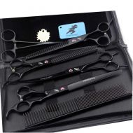 Freelander 8.0 inch Professional Pet Hair Grooming Scissors Thinning Shear & Straight Edge Shear & Curved Scissors & Chunker Shears and Top Japanese 440C Stainless Steel with Pet Grooming Com