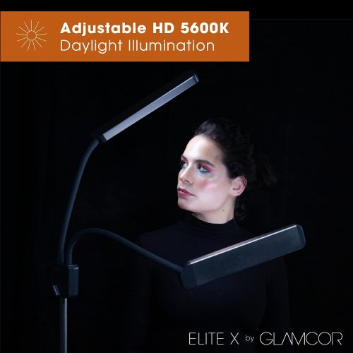  [아마존베스트]GLAMCOR Elite X Portable LED Lighting Kit for Makeup Artists, Estheticians, and Video & Photography | Includes Tripod & Travel Bag (Grey)