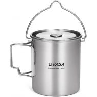 Lixada Camping Cup Pot with Foldable Handles and Lid Stainless Steel Designed for Outdoor Camping Hiking Backpacking