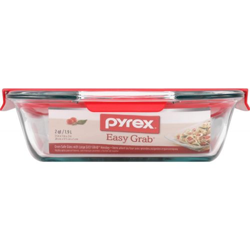  [아마존베스트]Pyrex Easy Grab Glass Food Bakeware and Storage Container (2-Quart, BPA Free Lid)