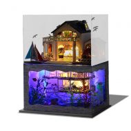 Kisoy Miniature DIY Dollhouse Kit with Furniture Accessories Creative Gift for Lovers and Friends (Impression of Hawaii) with Dust Proof Cover and LED Lights