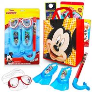 Classic Disney Mickey Mouse Swim Set Bundle for Toddlers, Kids, Boys, Girls Mickey Mouse Snorkel Set with Goggles, Flippers, Snorkel, and Tote Bag Includes Additional Stickers, T