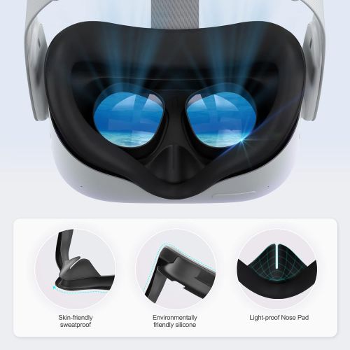  [아마존베스트]Elygo Eyglo VR Face Silicone Cover Mask for Oculus Quest 2 Headset Face Pad Cushion Sweatproof Washable Light Blocking Oculus Quest 2 Accessories (Black)