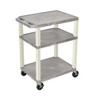Offex 34H Electric A/V Cart with 3 Shelf and Putty Leg - Gray