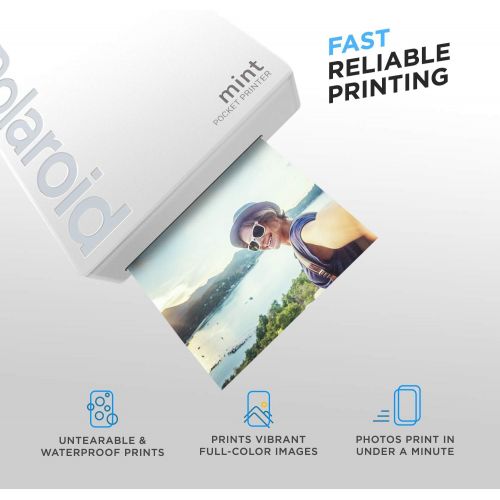  Zink Polaroid Mint Pocket Printer W/ Zink Zero Ink Technology & Built-In Bluetooth for Android & iOS Devices - White