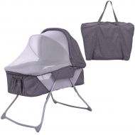 Costzon Baby Bassinet, Foldable Rocking Bed with Mosquito Net & Carrying Bag (Gray)