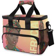 ALAZA Young Beautiful African Fashion Woman in Traditional Clothing Large Cooler Lunch Bag, Waterproof Cooler Bag for Camping, Picnic, BBQ, Family Outdoor Activities