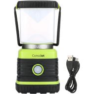 Consciot LED Camping Lantern Rechargeable, Dimmable with 1000LM, 4 Light Modes, 4400mAh Power Bank, IPX4 Water Resistant, Portable for Emergency, Hurricane, Power Outages, USB Cabl
