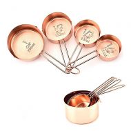 Wewin Set of 4 Stainless Steel Measuring Cups Set Copper Plated Rose Gold Measuring Toosl Home Kitchen Gadget Utensils for Cooking Baking