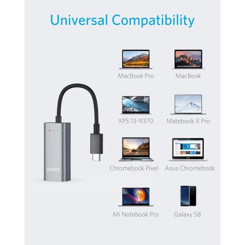 앤커 Anker USB C to Ethernet Adapter, Portable 1-Gigabit Network Hub, 10/100/1000 Mbps, for MacBook Pro, iPad Pro 2019/2018, ChromeBook, XPS, Galaxy S9/S8, and More