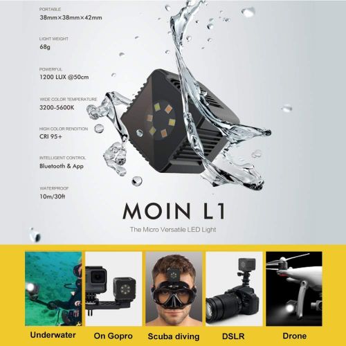  Fotowelt Moin Mini Cube Led Light Magnetic Charging and Mount Anywhere Pocket Light Camping Hiking Outdoor Adventure Waterproof Underwater Light APP Control for Gopro DSLR Drone Action Came
