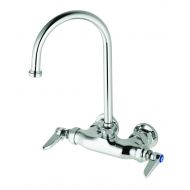 T&S Brass B-0346 Wall-Mount Double Pantry Faucet with 3-3/8-Inch Centers, Swivel Gooseneck and Lever Handles