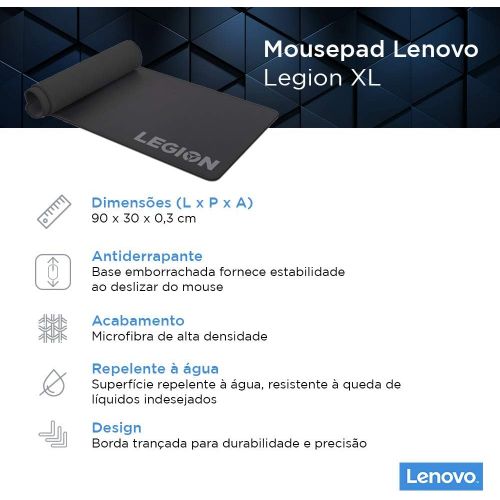 레노버 Lenovo Legion Gaming XL Cloth Mouse Pad, Anti-Fray, Non-Slip, Water-Repellent, GXH0W29068, Black