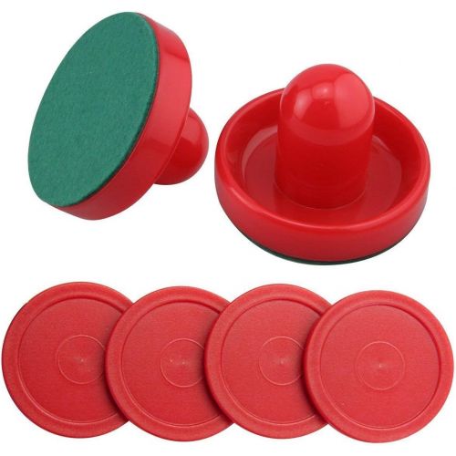  Mini Air Hockey Pucks and Paddles - Replacement Set Value Pack - Set of Two Red Air Hockey Pushers and Four 2 Inch Red Pucks I Epic Gifts