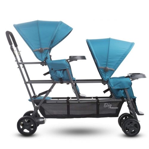  Joovy Big Caboose Graphite Triple Stroller, Stand on Tandem, Turquoise