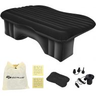 Goplus Inflatable Car Air Mattress, Backseat SUV Air Bed with Pillow, Portable Truck Air Mattress for Camping, Travel, Rest, Thickened Home Sleeping Pad w/Flocking Surface, Electri