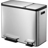 EKO Dual Compartment Stainless Steel Recycle Step Trash Can, (30L+15L)