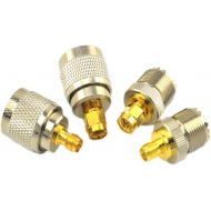 Onelinkmore SMA-UHF RF Connectors Kit SMA to UHF PL259 SO239 4 Type Set SMA Jack/Plug to UHF Nickel Gold Plated Test Converter Pack of 4 …