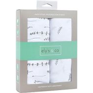 Ely's & Co. Elys & Co Pack n Play Sheet Set 100% Jersey Cotton Playard, Forest Grey Floral and Leaves