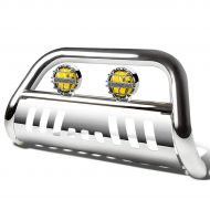 Auto Dynasty For Ford Super Duty/Excursion 3 inches Chrome Bull Bar+6 inches Chrome Housing Amber Lens Fog Light