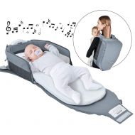 Forstart 4 in 1 | Portable Bassinet | Foldable Baby Bed | with Light and Music Baby Lounger Travel Crib Infant Cot Newborn As A Diaper Bag Changing Station Seat Tummy Time Folding Crib Nurs