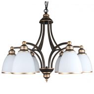 Yiweer 26 in Contemporary 6-Light Large Chandelier White Glass Shades, Adjustable Chain,Classic Bronze