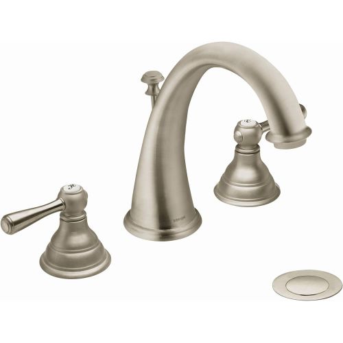  Moen T6125BN Kingsley Two-Handle Widespread High-Arc Bathroom Faucet, Valve Required, Brushed Nickel