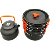 TANGIST Camping Cookware and Pot Set 3 Piece Set for Camping Outdoor Camping Hiking Backpacking Aluminum Lightweight Folding Camping Pots Camping Cookware Orange