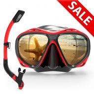 COPOZZ Snorkel Mask, Snorkeling Scuba Dive Glasses, Free Diving Tempered Glass Goggles - Optional Dry Snorkel with Comfortable Mouthpiece