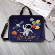YOLIYANA Birthday Decorations for Kids Portable Neoprene Laptop Bag,Space Lover Astronaut with Party Balloon on Blue Backdrop Laptop Bag for Travel Office School,17.3”L x 13”W x 0.8”H
