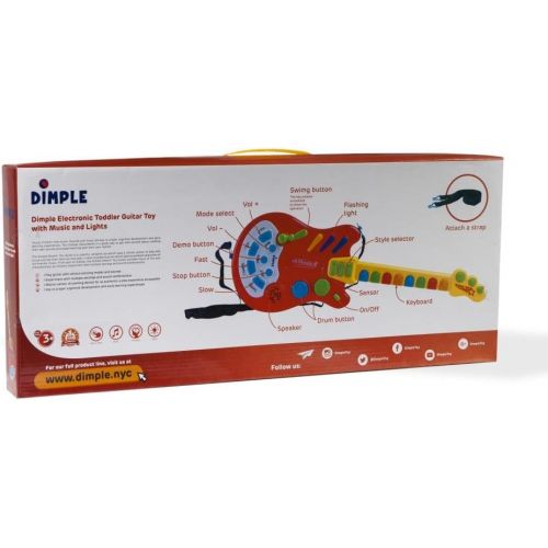  [아마존베스트]Dimple Kids Handheld Musical Electronic Toy Guitar for Children Plays Music, Rock, Drum & Electric Sounds Best Toy & Gift for Girls & Boys (Red)