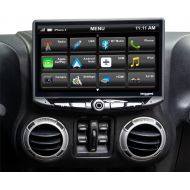 STINGER Jeep Wrangler JK Stereo Replacement 10 HD Touchscreen Radio with Android Auto, Apple CarPlay, Handsfree Bluetooth, GPS, Dual USB Includes All-in-one Dash Kit & Interface, 2