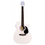 Directly Cheap 6 String Acoustic-Electric Guitar Right Handed White Right Handed GA204CE-WH+Lessons