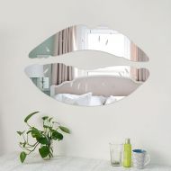 Leoie Creative Kiss Lip Shape Wall Mirror Sticker DIY Removable Acrylic Mirror Home Bedroom Living Room Decoration Wall Ornament (Silver)