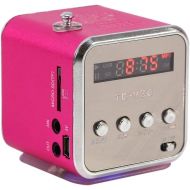 Yoidesu TD-V26 Portable Mini Speaker Music Player FM Radio Battery Powered Mini Digital Display Screen Speaker Music Player for Computer&Cell Phone Support TF Card and U Disk (Pink