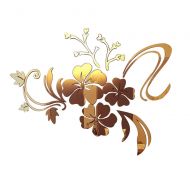 Eolgo 3D Floral Shape Mirror Wall Sticker Removeble Acrylic Mural House Decor for Bedroom Livingroom Easy to Put On and Take Off (Gold, 40 x 60 cm)