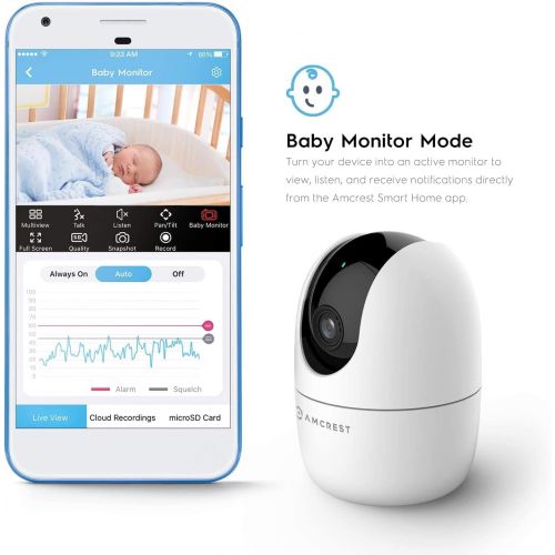  Amcrest 1080P Smart Home WiFi Camera, Baby Monitor, AI Human Detection, Motion-Tracking, Indoor Pet, Dog, Nanny Cam w/ 2-Way Audio, Phone App, Pan/Tilt Wireless IP Camera, Night Vi