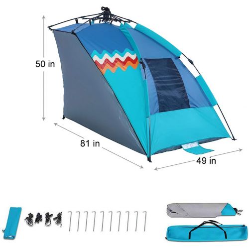  ALPHA CAMP Beach Tent Easy Instant Sun Shelter-Extended Zippered Porch Included