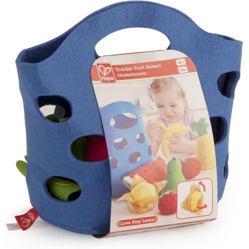  Hape Toddler Fruit Basket |Soft Pretend Food Playset for Kids, Fruit Toy Basket Includes Banana, Apple, Pineapple, Orange and More