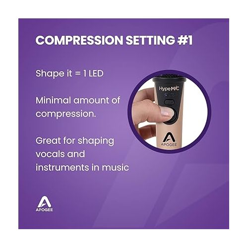  Apogee Hype Mic - USB Microphone with Analog Compression for Capturing Vocals and Instruments, Streaming, Podcasting, and Gaming
