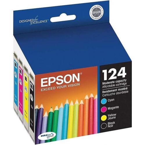 엡손 Epson NX330 Ink Inkjet Genuine Catridge 124 T124 Includes T124120 T124220 T124320 T124420 (1 Black, 1 Yellow, 1 Cyan, 1 Magenta)
