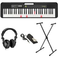 Casio LK-S250 61-Key Digital Piano Style Portable Keyboard with Lighting Key Bundle with Stand, Studio Monitor Headphones, Sustain Pedal