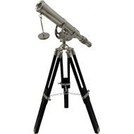 Vintage Silver Finish Telescope with Black Tripod Antique Brass Nautical Unique Eyepiece Harbour Master Stand Ideal Nickel Finish Home Decor