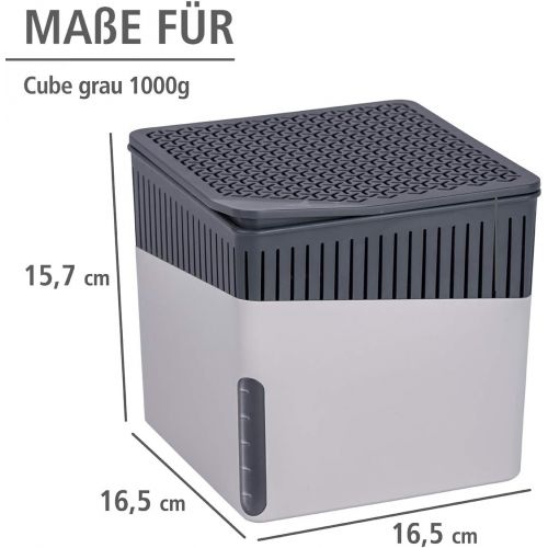  Wenko WENKO Raumentfeuchter Cube grau 1000 g - Luftentfeuchter Fassungsvermoegen: 1,6 l, 16,5 x 15,7 x 16,5 cm, hellgrau