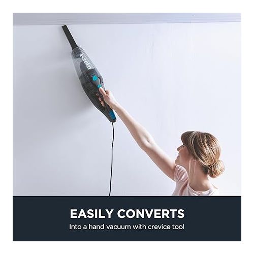  Eureka Home Lightweight Mini Cleaner for Carpet and Hard Floor Corded Stick Vacuum with Powerful Suction for Multi-Surfaces, 3-in-1 Handheld Vac, Blaze Blue