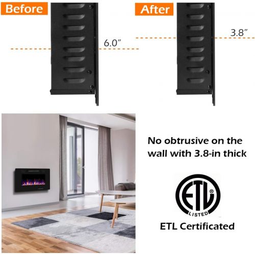  [아마존베스트]Tangkula 30 Inches Recessed Electric Fireplace, in-Wall & Wall Mounted Electric Heater with Adjustable Flame Color & Speed, Remote Control, Touch Screen, 750-1500W (30 Inches)