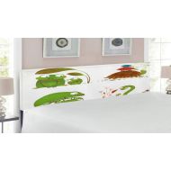 Ambesonne Reptile Headboard, Reptile Family Colorful Baby Snake Frog Ninja Turtles Love Mother Family Theme, Upholstered Decorative Metal Bed Headboard with Memory Foam, King Size,