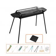 Three drops of water Barbecue Grill，Portable Stainless BBQ Tool Set for Outdoor Cooking Camping Hiking Picnics 5-15 People (Color : Black)