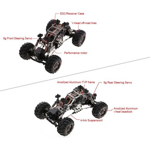  GoolRC 2098B RC Car for Kids and Adults, 1/24 Scale 2.4GHz Remote Control Car, 4WD 4WS Devastator Rock Crawler with Double Servo Off-Road RC Electric Toy Car RTR